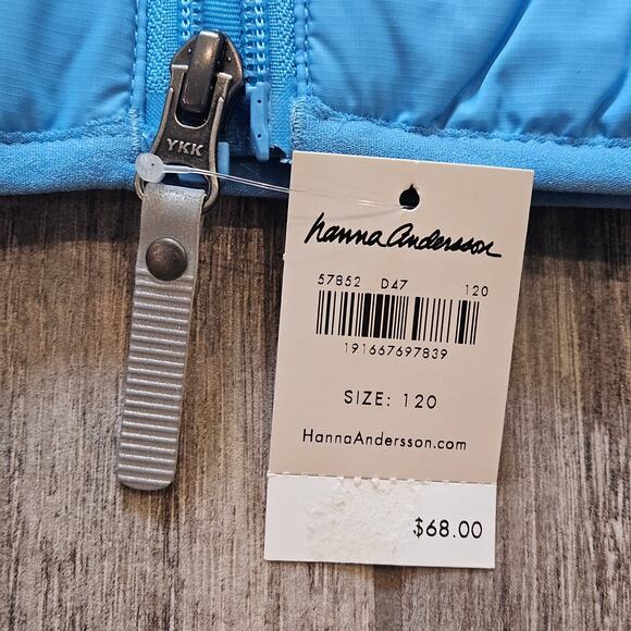 Hanna Andersson Superlight Down Puffer Vest Size 120 6-7 Blue Packable NEW - Picture 4 of 9